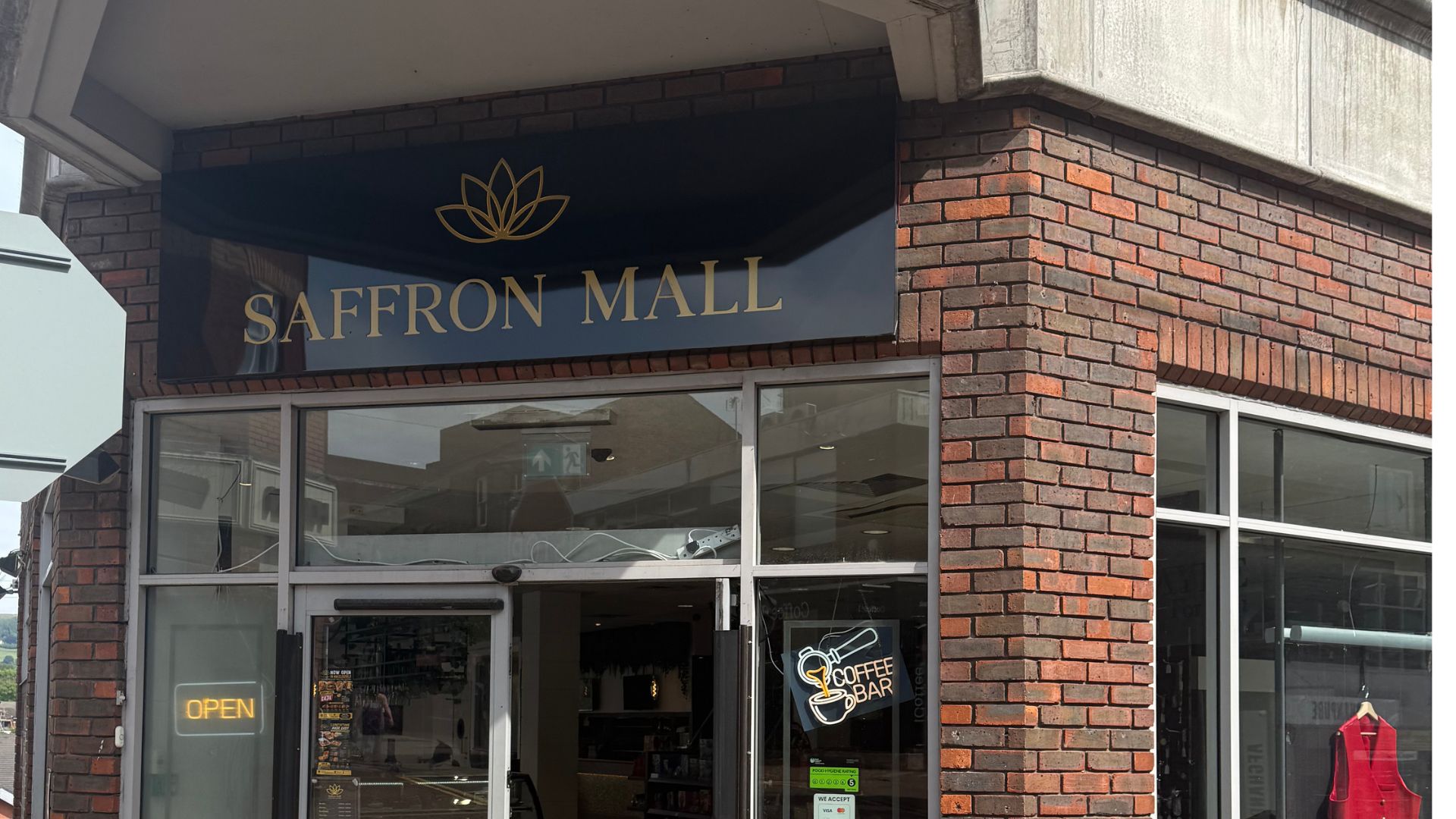 Saffron Mall storefront on Mill Street, Macclesfield